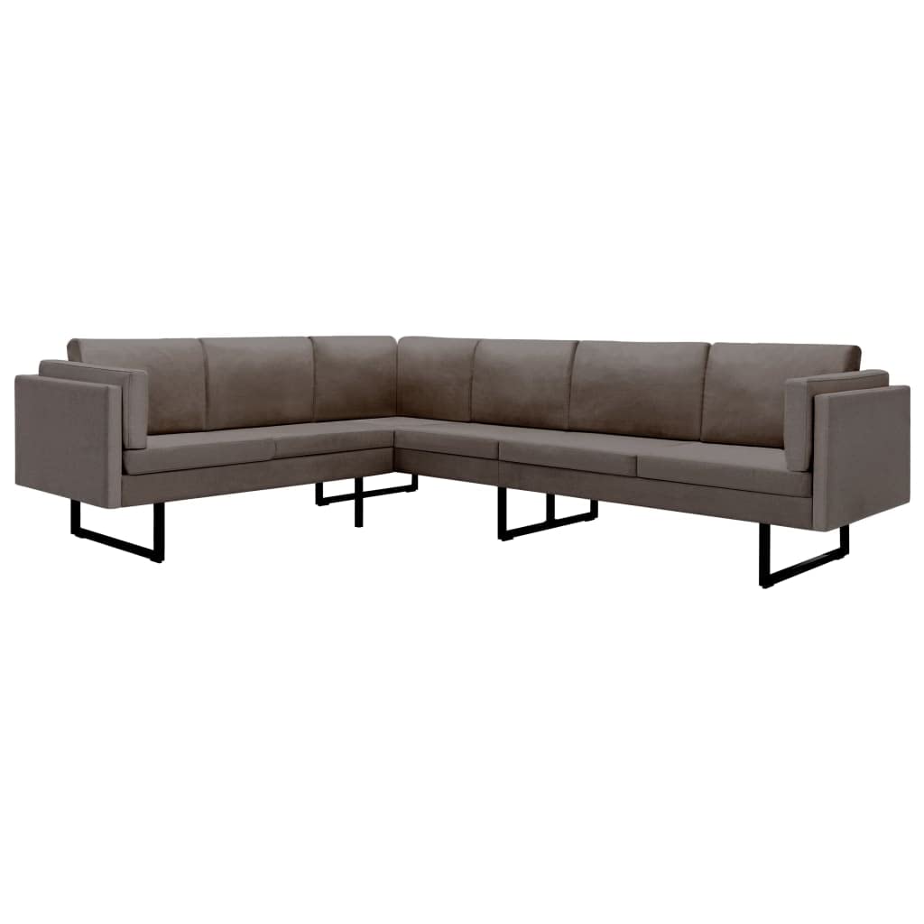 vidaXL Corner Sofa in Taupe Fabric - Spacious Comfortable Seating Solution for Home or Office with Sturdy Wood and Steel Frame