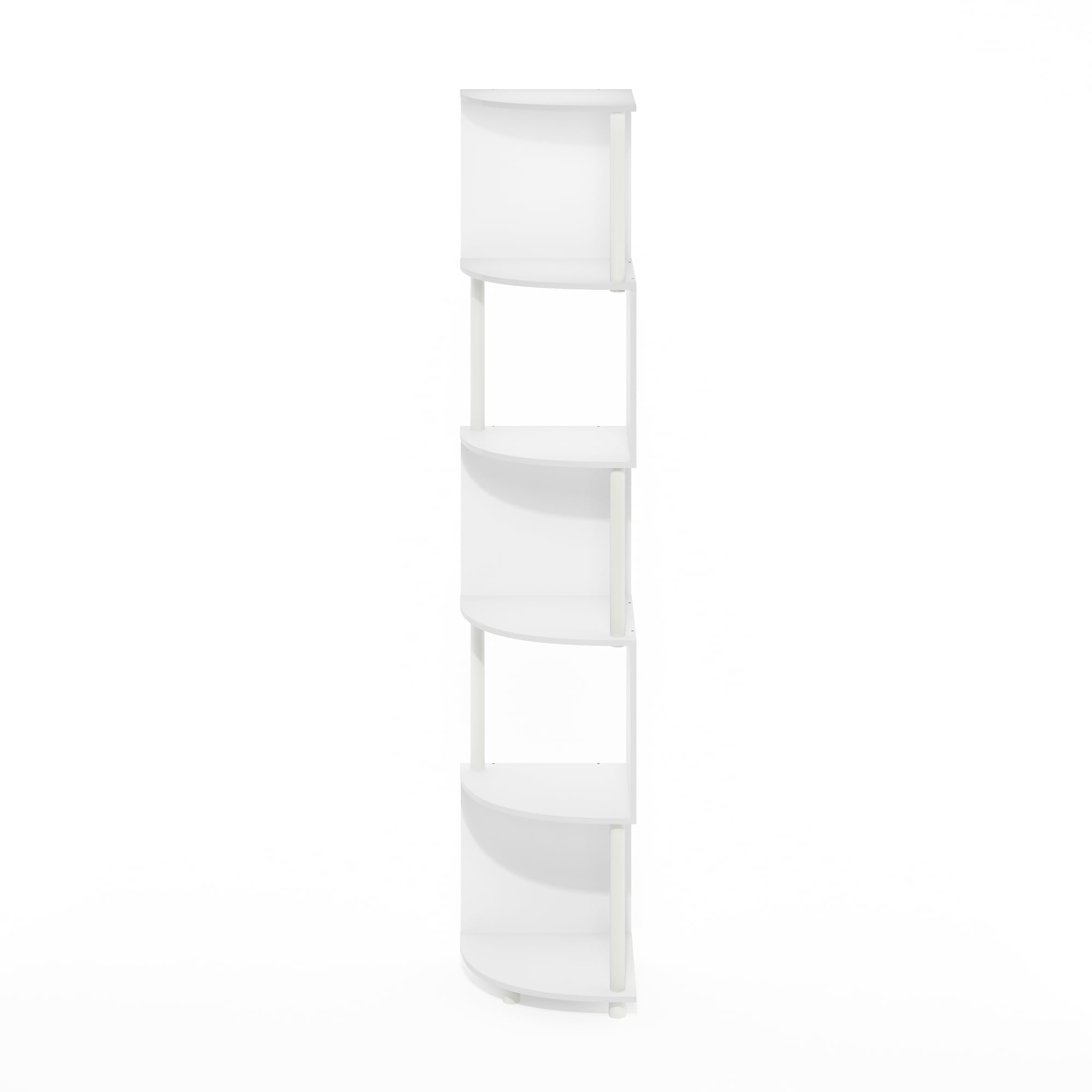 Furinno Econ 5-Tier Zigzag Corner Shelf Bookcase, Bookshelf, White/White