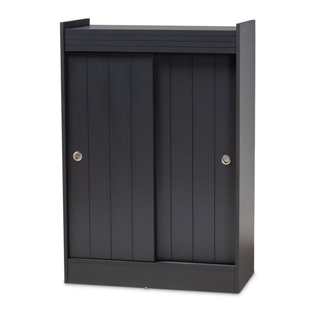 Baxton Studio Leone Modern And Contemporary Charcoal Finished 2-Door Wood Entryway Shoe Storage Cabinet