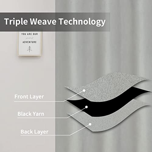 Easy-Going Blackout Door Curtains For Bedroom, Solid Thermal Insulated Grommet And Noise Reduction Window Drapes, Room Darkening Curtains For Living Room, 1 Panel (100X84 In, Greyish White)