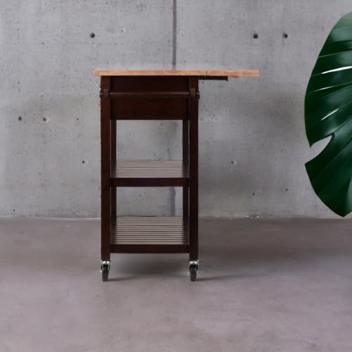 Ergode Wood Langdon Drop Leaf Kitchen Cart - Stylish, Practical, Ample Storage