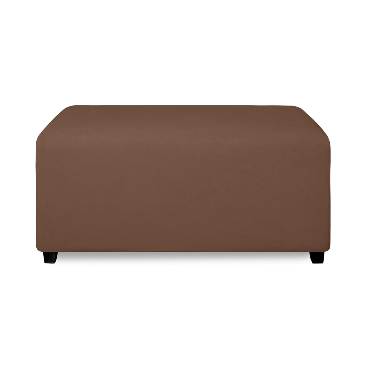 Purefit Super Stretch Soft Form Fit Ottoman Cover Rectangle - Ottoman Slipcovers For Foot Stool & Folding Storage Furniture For Living Room With Nonslip Elastic Bottom (Medium, Brown)