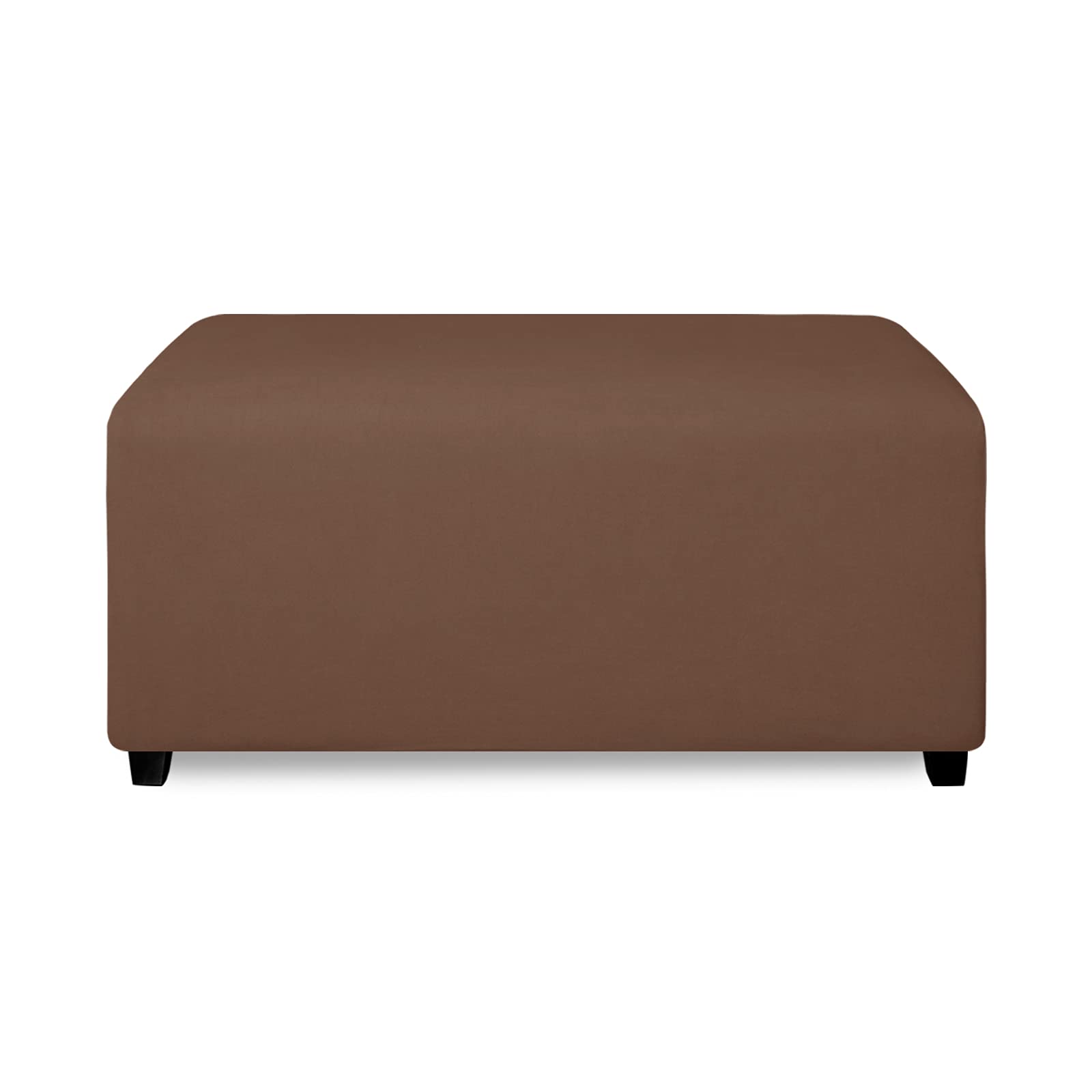 Purefit Super Stretch Soft Form Fit Ottoman Cover Rectangle - Ottoman Slipcovers For Foot Stool & Folding Storage Furniture For Living Room With Nonslip Elastic Bottom (Small, Brown)