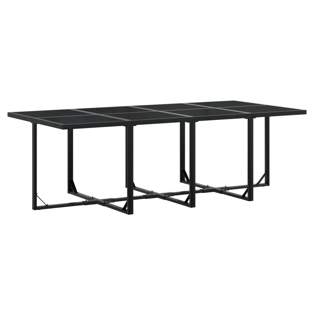 vidaXL Patio Dining Set 13 Piece Black Textilene Cushioned Garden Furniture - Durable UV Resistant Tempered Glass Table & Folding Chairs with Removable Covers