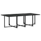 vidaXL Patio Dining Set 13 Piece Black Textilene Cushioned Garden Furniture - Durable UV Resistant Tempered Glass Table & Folding Chairs with Removable Covers