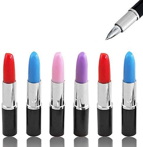 Domestar Lipstick Shape Pen, 24 Pcs Creative Ballpoint Writing Pens Multi-Color Lipstick Cute Ball Pen Novelty Office Stationery