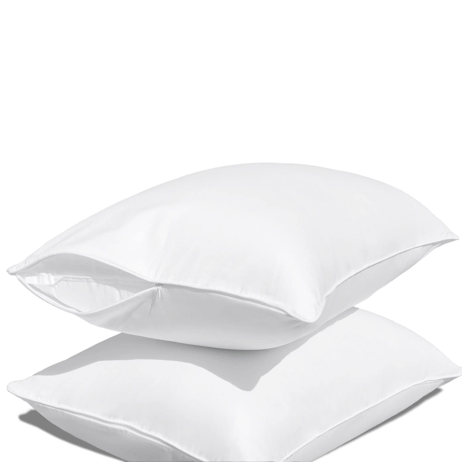 Precoco White Pillow Cases Standard Size Set Of 4 | 100% Cotton Pillowcases With Zipper Hidden | Premium Cooling Decorative Pill