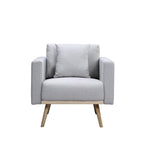 Lilola Home Easton Light Gray Linen Fabric Chair with USB Charging Ports Pockets & Pillows