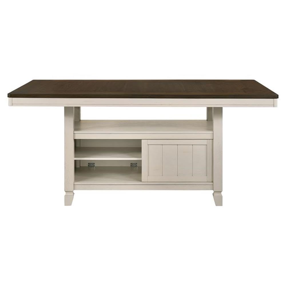 Acme Tasnim Wooden Rectangular Counter Height Table in Oak and Antique White