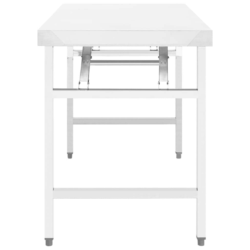 vidaXL Stainless Steel Folding Gastronomy Worktable - 34&quot;x24&quot;x32&quot;, Foldable, Easy to Clean, for Commercial Kitchens, Bars, Restaurants, Schools
