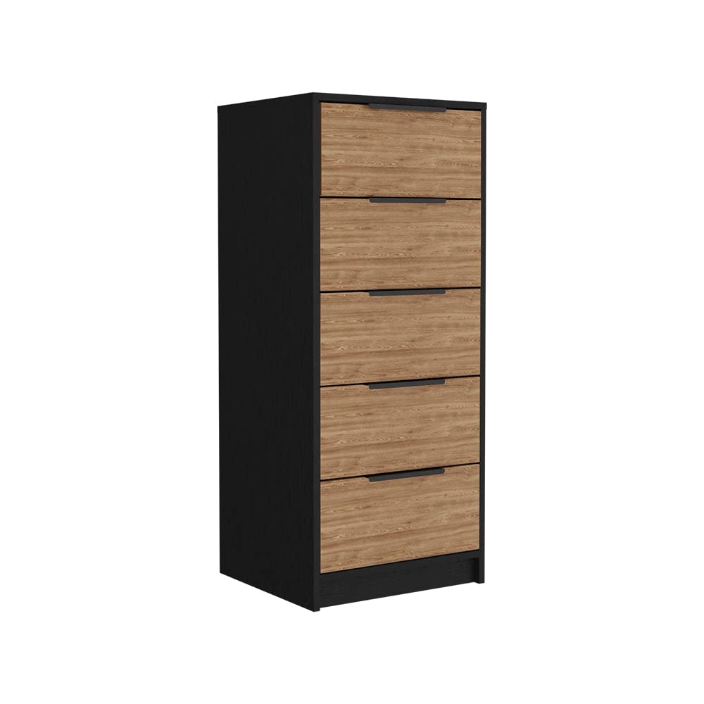 Paxon 2 Piece Bedroom Set, Armoire + Drawer Dresser, Black/Light Oak
