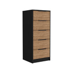 Paxon 2 Piece Bedroom Set, Armoire + Drawer Dresser, Black/Light Oak