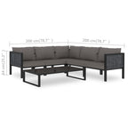 vidaXL 6 Piece Garden Lounge Set with Cushions Patio Balcony Outdoor Seating Furniture Chair Lounge Sofa Set Poly Rattan Anthracite