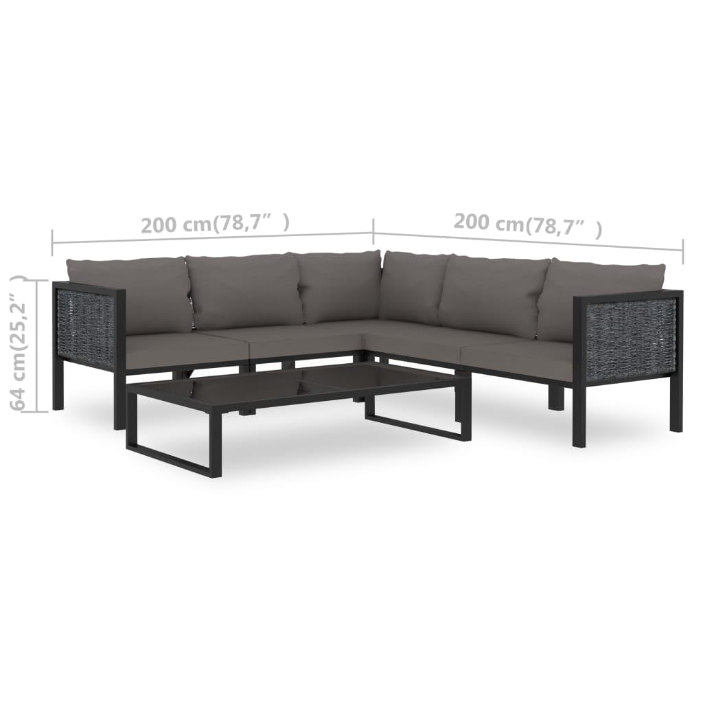 vidaXL 6 Piece Garden Lounge Set with Cushions Patio Balcony Outdoor Seating Furniture Chair Lounge Sofa Set Poly Rattan Anthracite