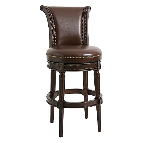 HomeRoots Brown Hardwood, Linen Upholstery, Foam, Batting 45&quot; Walnut Hardwood Frame Upholstered Bar Stool