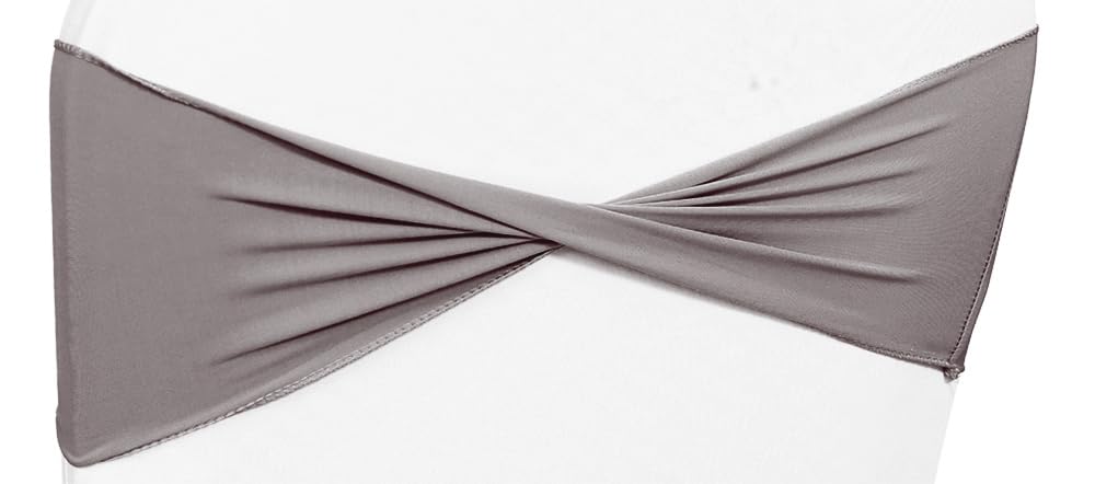 Mds Pack Of 10 Spandex Chair Sashes Bow Sash Elastic Chair Bands Ties Without Buckle For Wedding And Events Decoration Spandex Slider Sashes Bow - Silver Gray
