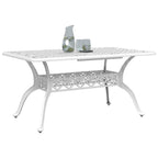 vidaXL Cast Aluminum Patio Table White Rectangular 59.1"x35.4"x28.3" Outdoor Dining Furniture