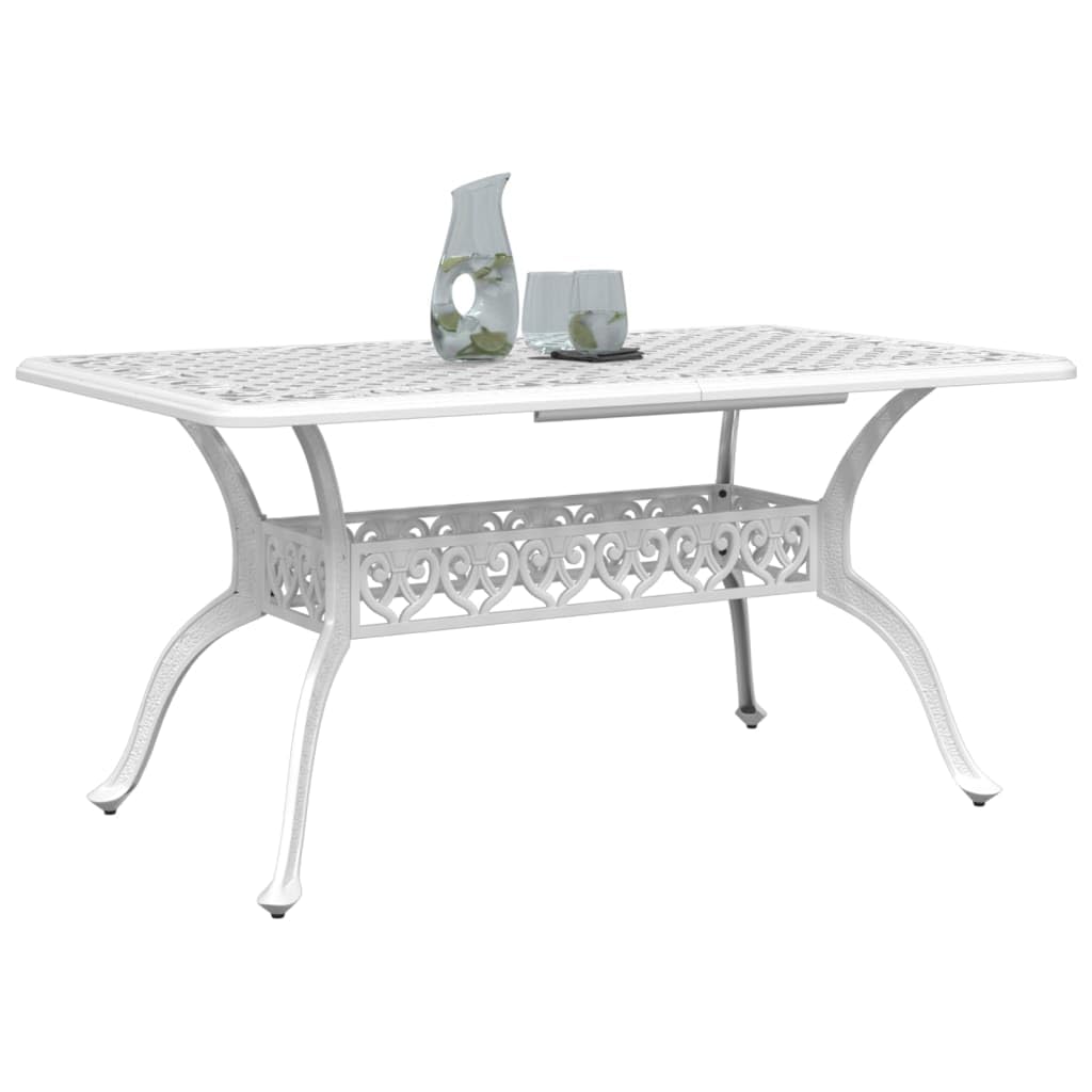 vidaXL Cast Aluminum Patio Table White Rectangular 59.1"x35.4"x28.3" Outdoor Dining Furniture