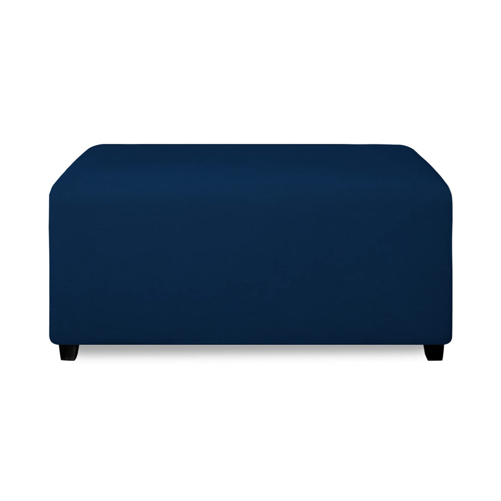 Purefit Super Stretch Soft Form Fit Ottoman Cover Rectangle - Ottoman Slipcovers For Foot Stool & Folding Storage Furniture For Living Room With Nonslip Elastic Bottom (Small, Navy)