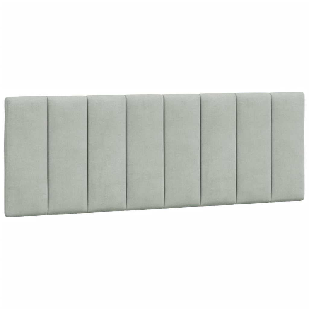 vidaXL Light Gray Velvet Headboard Cushion 53.9 Inch - Foam-Filled Upholstered Pillow for Bed Support, Easy Wall Hanging Design