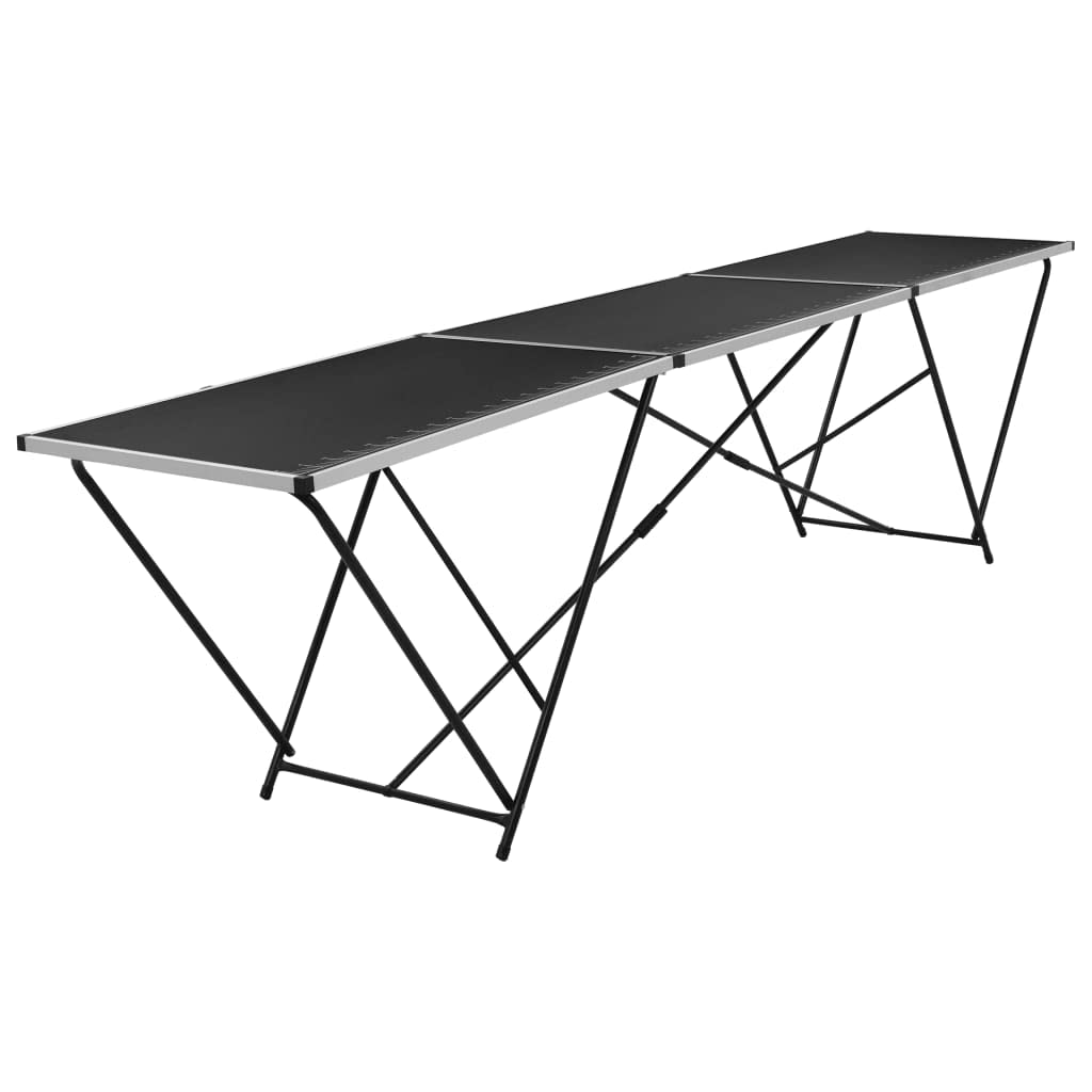 vidaXL Folding Pasting Table Trestle Foldable Table Wallpaper Decorating Workbench Tool Indoor Outdoor Home Garden 118.1&quot; MDF and Aluminum