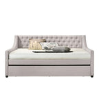 Acme Lianna Tufted Upholstered Full Daybed and Twin Trundle in Beige Fabric