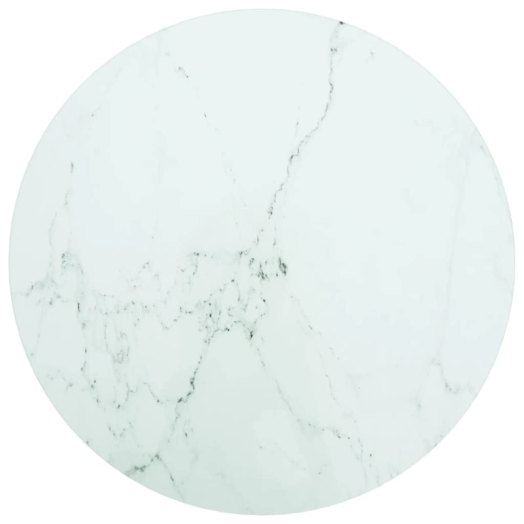 vidaXL Tempered Glass Table Top - Round White Marble Design for Dining/Coffee/Garden Tables - Easy-to-Clean, Durable, and Elegant