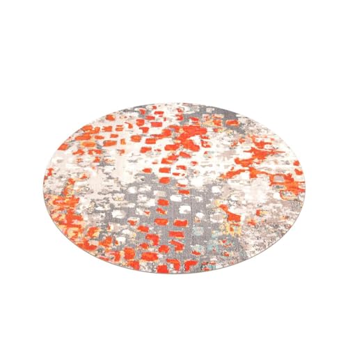 Safavieh Madison Collection Area Rug - 8' Round, Grey & Orange, Boho Abstract Distressed Design, Non-Shedding & Easy Care, Ideal