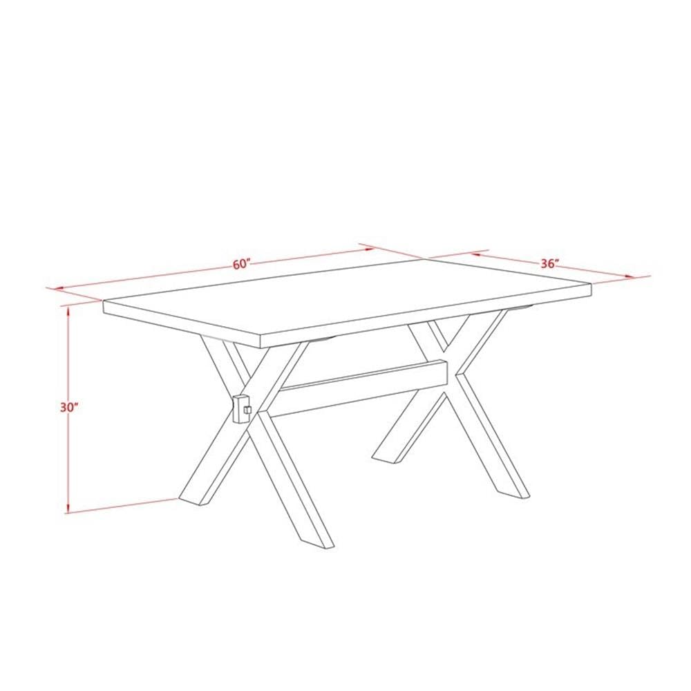 East West Furniture X096MZ015-5 5 Piece Dining Set Includes a Rectangle Dining Room Table with X-Legs and 4 Baby Blue Linen Fabric Upholstered Parson Chairs, 36x60 Inch, Multi-Color