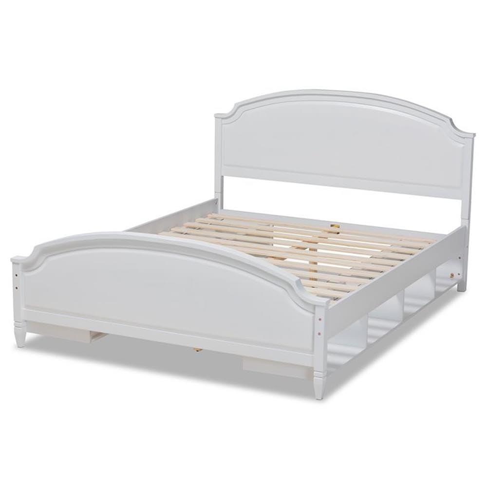 Baxton Studio Elise White Finished Wood Full Size Storage Platform Bed