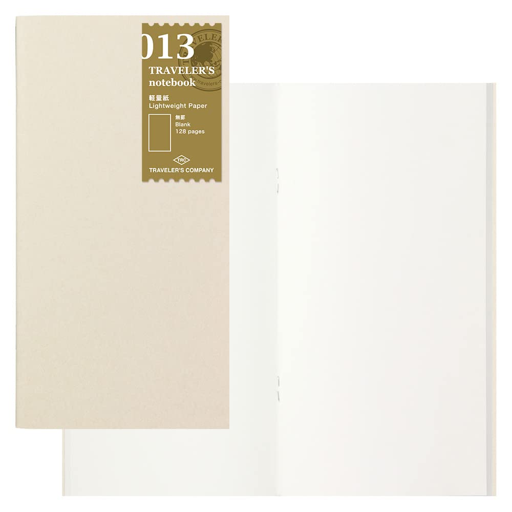 Traveler'S Company Traveler'S Notebook Refill 013, Lightweight Blank Paper, 128 Pages