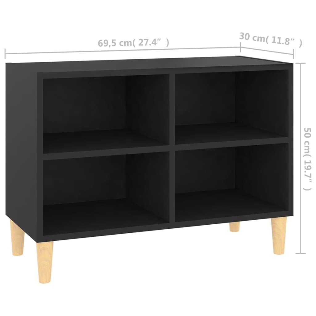 vidaXL TV Stand, TV Unit for Living Room, Sideboard with Solid Wood Legs, Entertainment Center Media Unit Cupboard, Scandinavian Style, Black