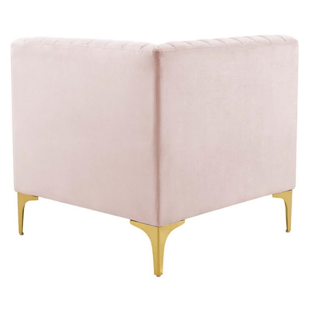 Modway Triumph Modern Channel Tufted Performance Velvet Corner Chair In Pink