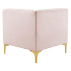 Modway Triumph Modern Channel Tufted Performance Velvet Corner Chair In Pink