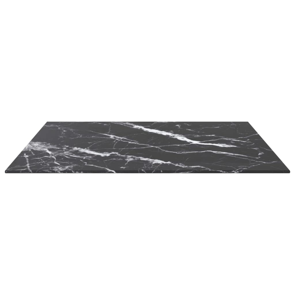 vidaXL Tempered Glass Table Top with Black Marble Design, 27.6"x27.6" Square, Durable, Easy-to-Clean, Lightweight, Perfect for Dining and Coffee Tables