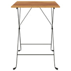 vidaXL Portable Folding Bistro Table - Outdoor Furniture Piece, Solid Teak Wood and Steel Construction, Weather Resistant, Versatile Use, Easy Storage and Transportation