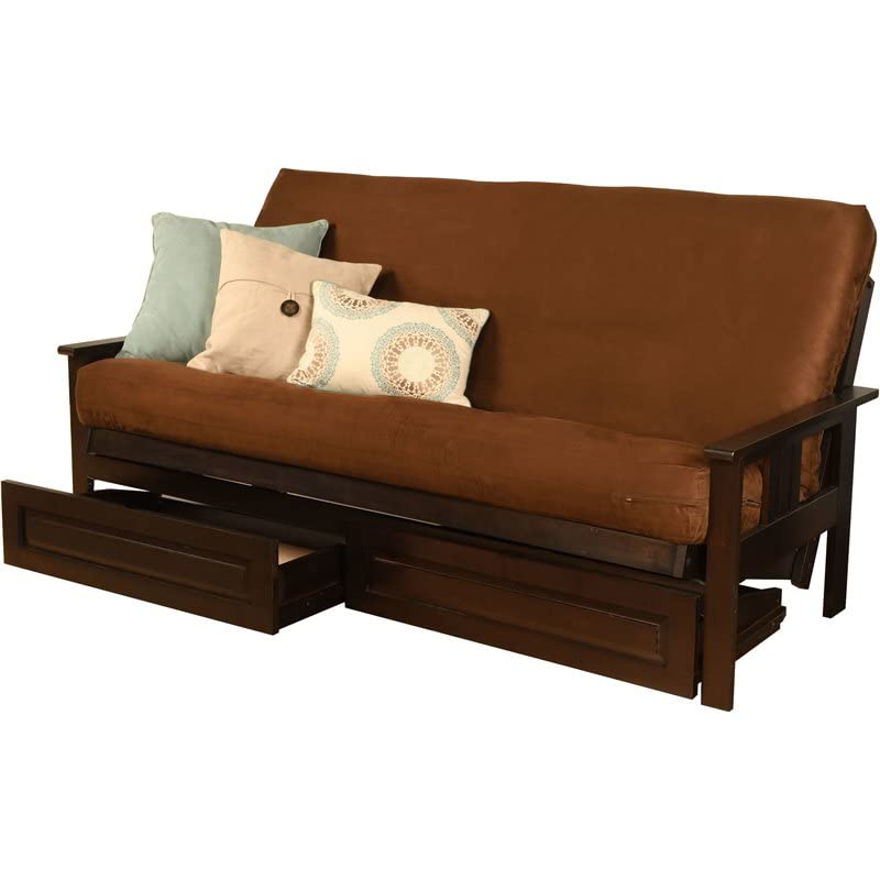 Kodiak Furniture Monterey Espresso Storage Sofa with Suede Chocolate Mattress