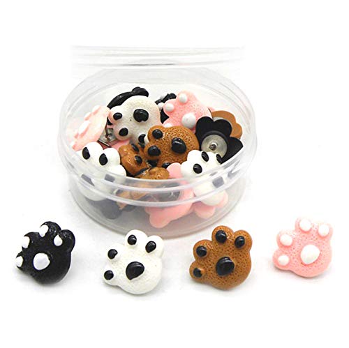 Rlecs 30Pcs Creative Paw Print Push Pins Animal Paw Thumb Tacks Decorative Pushpins Drawing Photo Wall Studs Office School Suppl