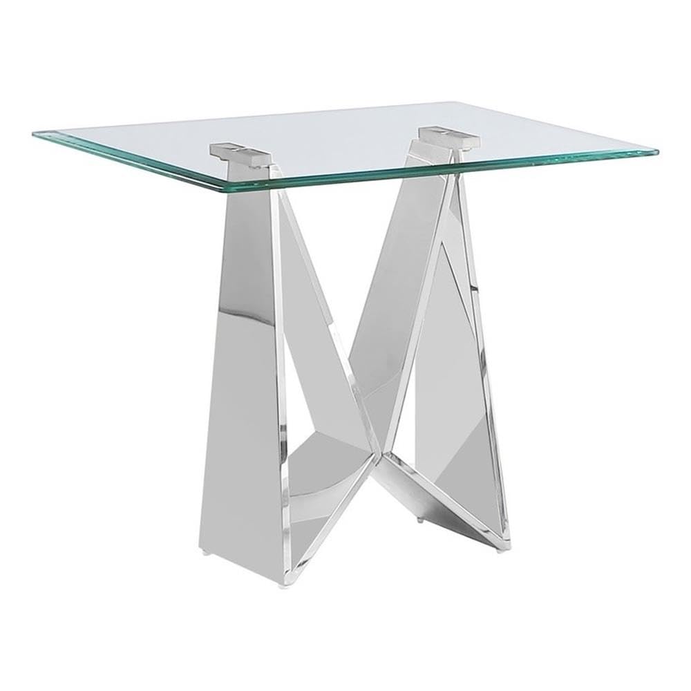 Best Quality Furniture Ct401 End Table, Clear/Silver