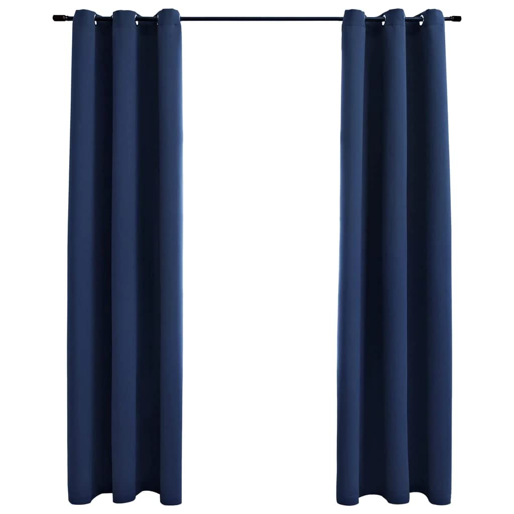 vidaXL 2X Blackout Curtain with Rings Window Blind Covering Drape Drapery Interior Privacy Bedroom Living Room Navy Blue 37&quot;x95&quot; Fabric