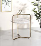 Steve Silver Furniture Miro Side Champagne Bronze Finish, White Faux-Marble Tray, Light and Airy Modern Design End Table, 19 x 19.5 x 28