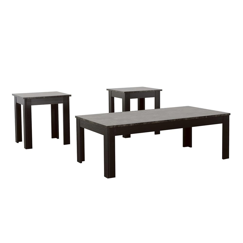 Coaster Home Furnishings Silas 3-Piece Faux-Marble Top Occasional Table Set Black
