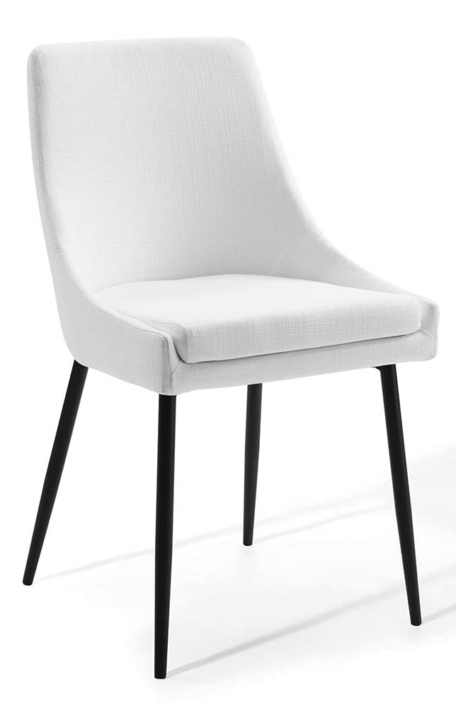 Modway Viscount Upholstered Fabric Dining Chairs - Set of 2, Black White