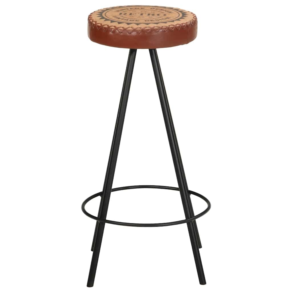 vidaXL, Set of 4 Leather Bar Stools with Steel Legs, Brown and Black, Industrial Style, Easy Assembly, Comfort, Durability