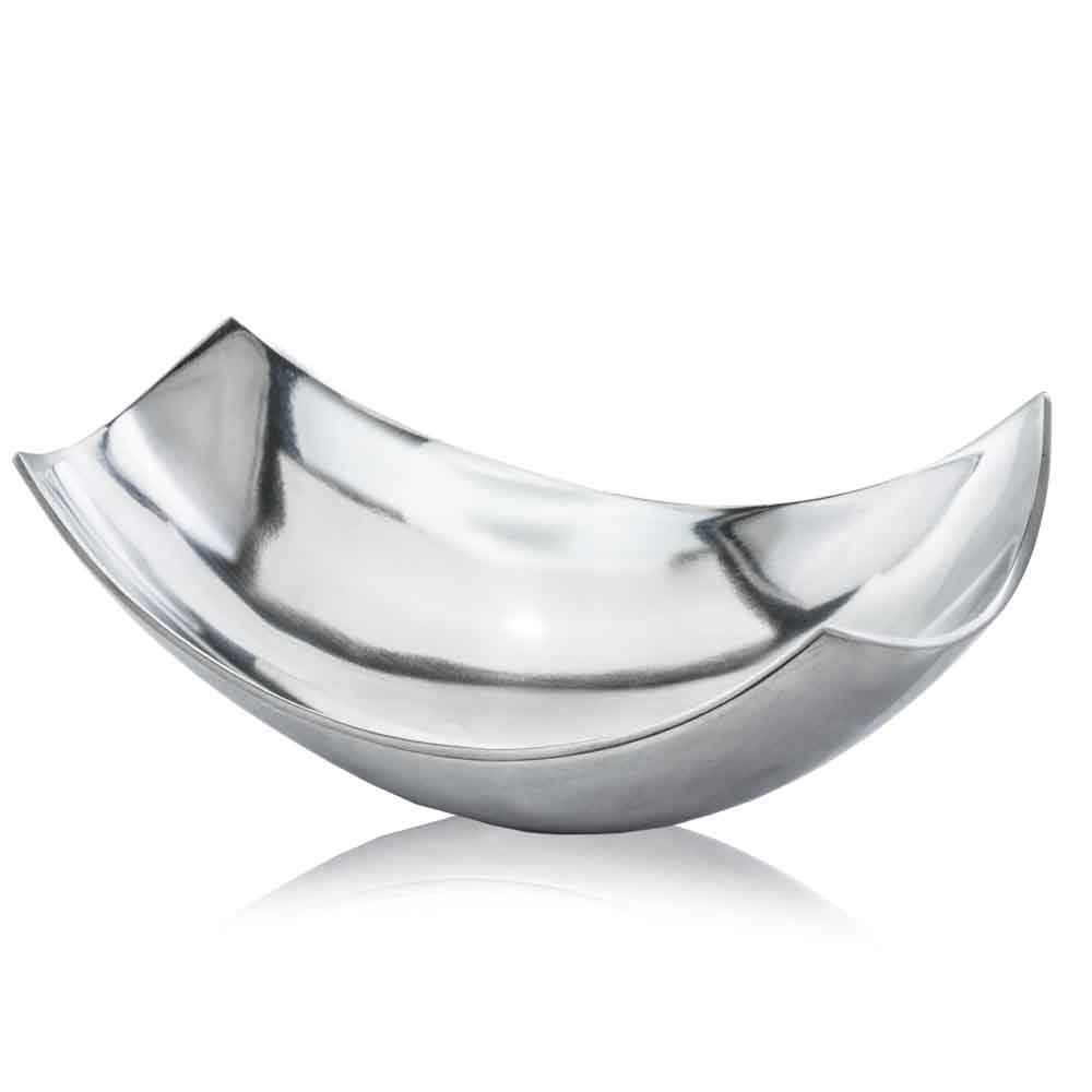 HomeRoots Decor 9.75' x 17' x 5.5' Buffed, Silver, Large Scoop Bowl