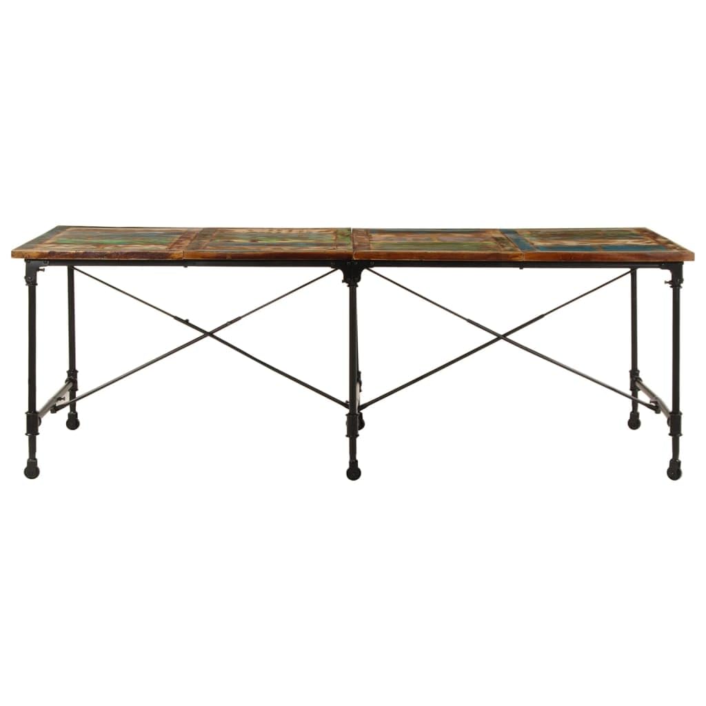vidaXL Dining Table - 86.6"x35.4"x30.3" Solid Reclaimed Wood/Metal Legs - Industrial Charm Dining Room/Kitchen Table - Multicolor Variations