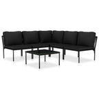 vidaXL 6-Piece Weather-Resistant Patio Lounge Set with Cushions - Elegant Outdoor PVC and Powder-Coated Steel Sectional Seating in Black and Anthracite.