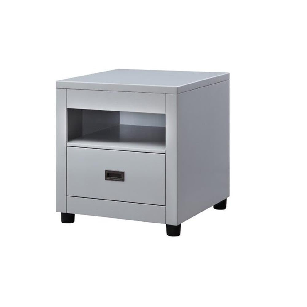 Acme Eleanor 1-Drawer Wooden End Table with Open Compartment in Dove Gray