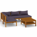 vidaXL Solid Acacia Wood Patio Lounge Set 5 Piece with Cushion Outdoor Garden Terrace Wooden Modular Sofa Seating Seat Sitting Chair Furniture