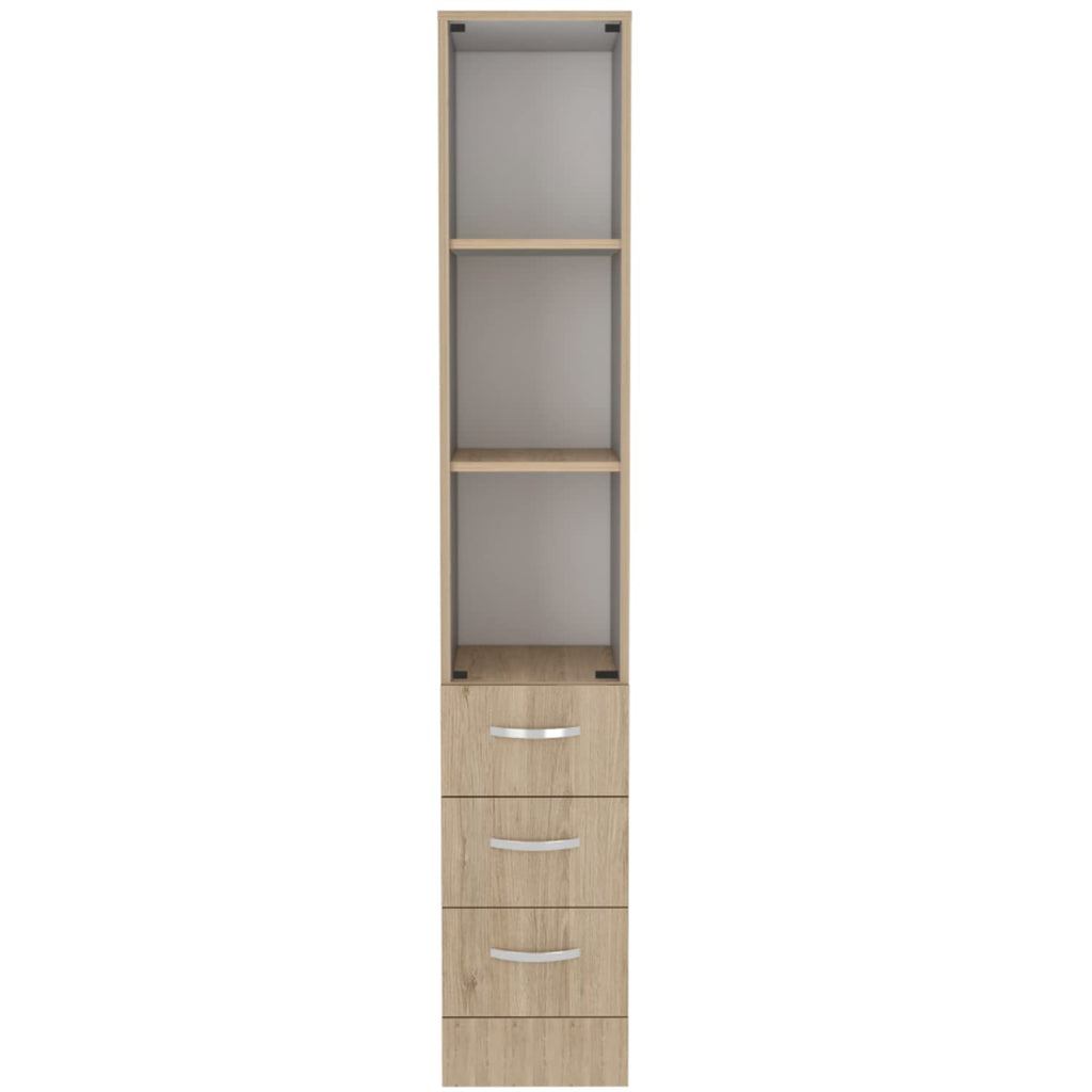 Depot E-Shop Magna Linen Cabinet, 3 Shelves, 4 Drawers, Light Pine/White